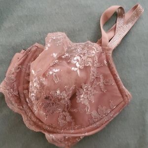 Pink lace bra